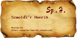 Szmolár Henrik névjegykártya